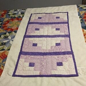 Elegant Purple and White Quilted Table Runner 41" & 1/8" X 19"